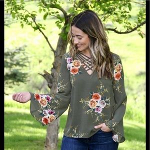 Floral Cross Neck Top
